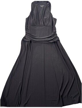 Nine West Black Midi Dress 12P Sleeveless Slinky Wrinkle Resistant Travel Ready